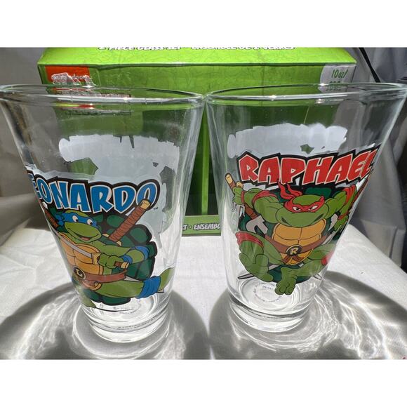 Nickelodeon Teenage Mutant Ninja Turtle 10 Oz. glass set of two Double Faced - Picture 3 of 4
